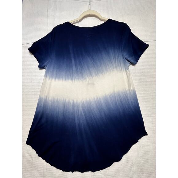 Hollister Must Have Collection Women's Blue Tie Dye Ombre Flowy Tee Size M - Picture 2 of 9